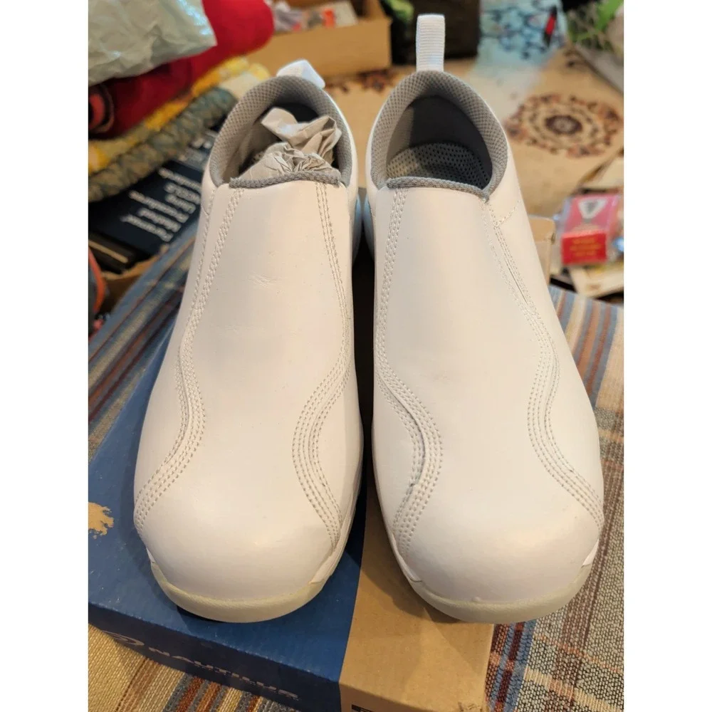 NWT Nautilus Safety Footwear Slip-On Men's White Safety Toe Work Shoes, 10 M